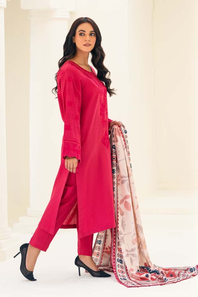 3 piece red shalwaar kameez